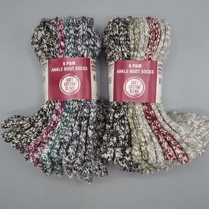 Weatherproof Vintage Women's 12 Pair Soft Cotton Blend Ankle Boot Socks sz 5-9.5
